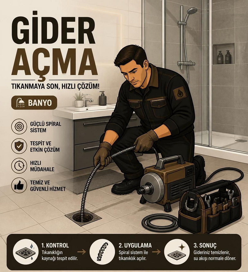 Bodrum lavabo, gider ve klozet tıkanıklığı açma